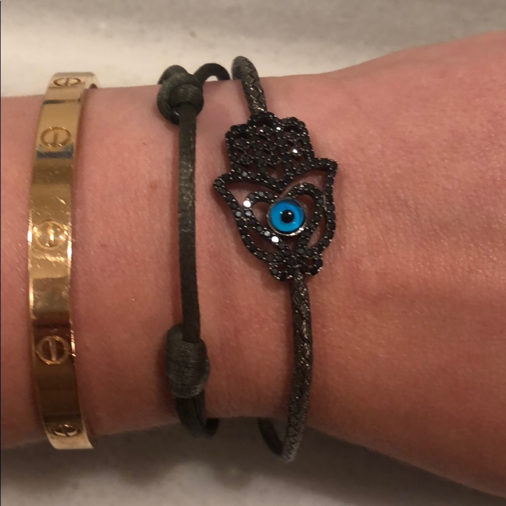 .925 sterling silver hamsa, Fatima bangle bracelet